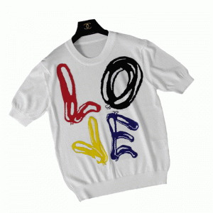 Pulover de îmbrăcăminte cu îmbrăcăminte personalizată 2018 Jacquard LOVE Font cu mânecă scurtă