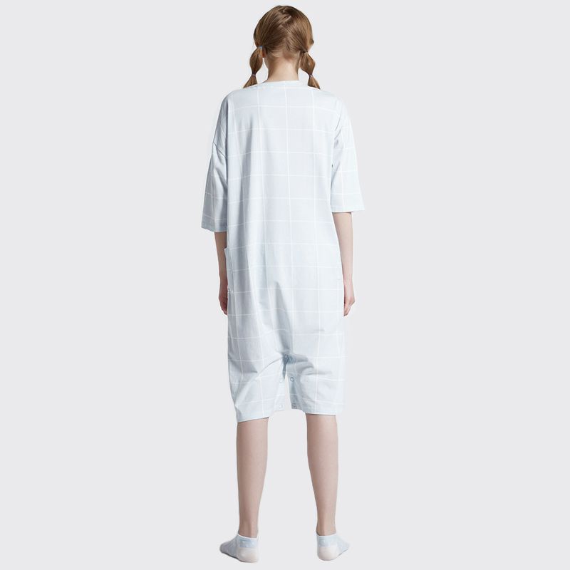 Set de pijamale din broderie din bumbac cu imprimeu onesie pentru femei