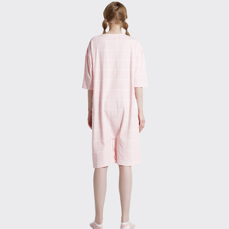 Femei Onesie Set de pijamale din bumbac cu imprimeu roz din bumbac