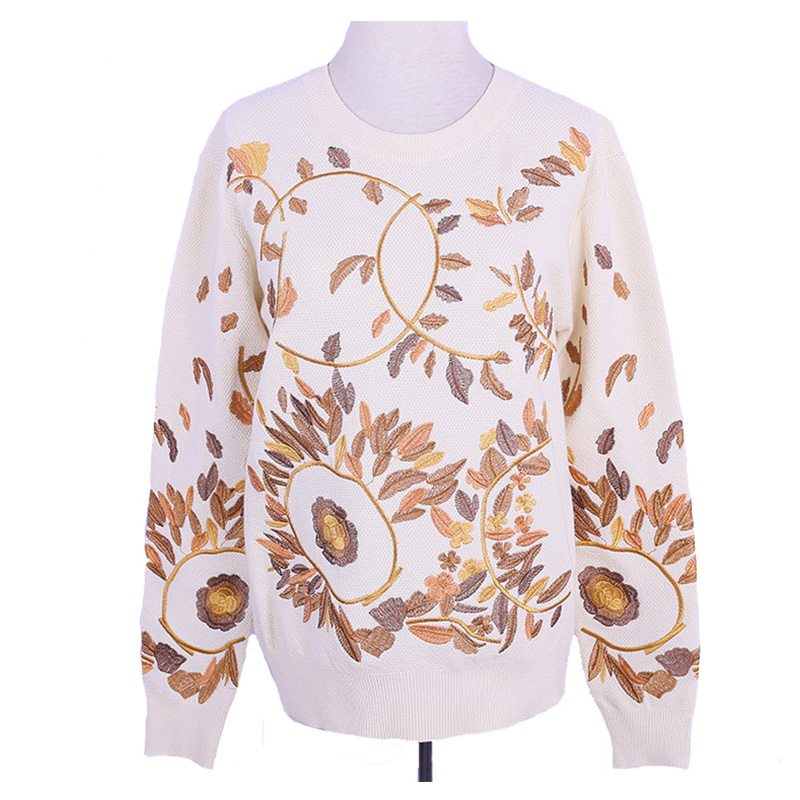 Pulover din lână din broderie florală cu design personalizat