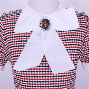 Se potrivesc de vară nodul mare de fluturi drapat carouri femei bodycon rochie de pulover