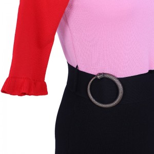 Vară 2018 guler cu guler cu mânecă scurtă pentru femei din două piese set rochie de pulover tricotată