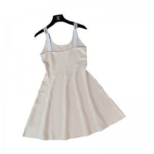 Dame de vara tricot fără mâneci LOGO literă o linie rochie de pulover