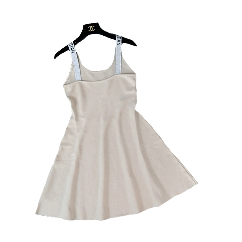 Dame de vara tricot fără mâneci LOGO literă o linie rochie de pulover