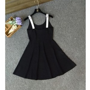 Dame de vara tricot fără mâneci LOGO literă o linie rochie de pulover