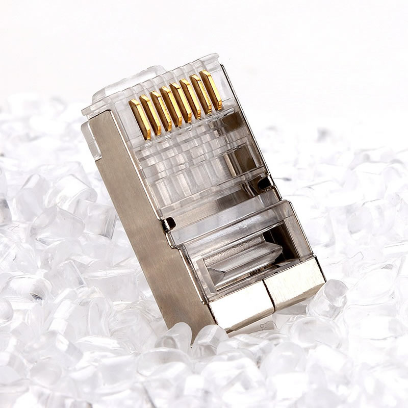 Conector RJ45 CAT5E CAT6 Conector Ethernet crimp STP 8P8C Mufe de cap modular de cristal