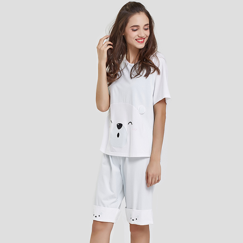 Set de pijamale din broderie din țesătură modală pentru femei