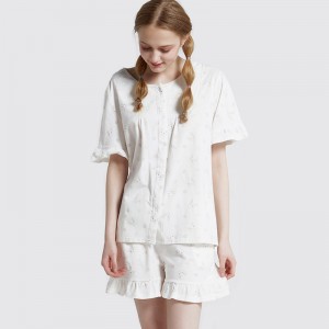 Femei Set de pijamale din bumbac cu imprimeu din bumbac-spandex