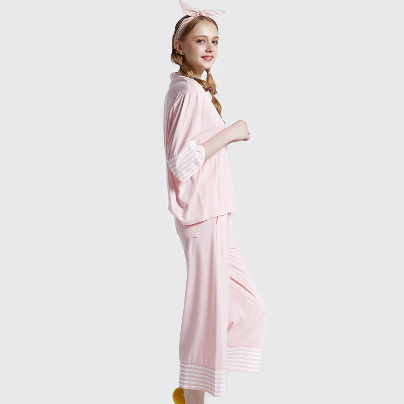 Femei Set de pijamale din bumbac cu dungi din bumbac cu spandex