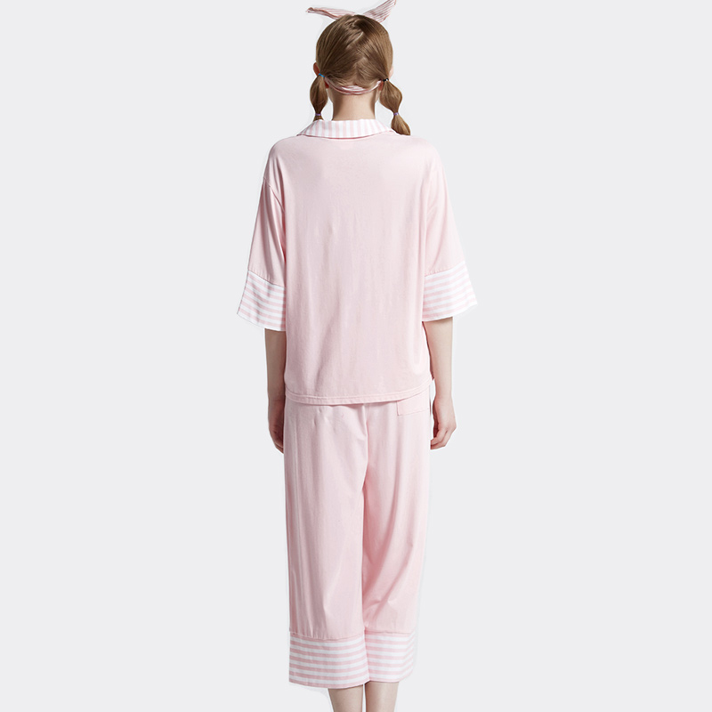 Femei Set de pijamale din bumbac cu dungi din bumbac cu spandex