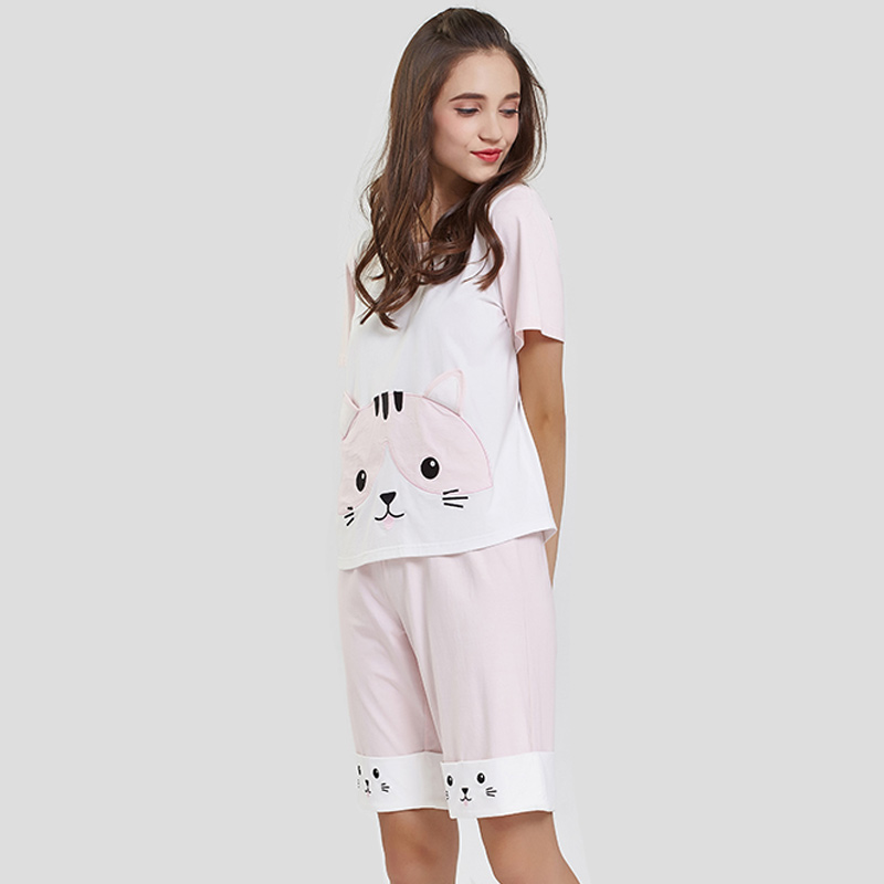 Set de pijamale din broderie pentru țesături modular din tricou pentru femei