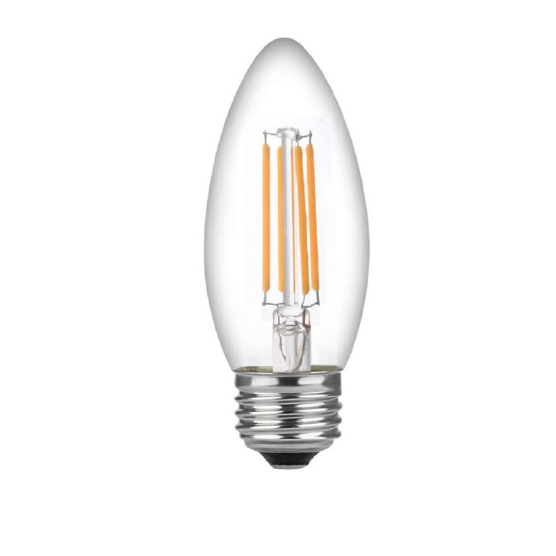 Becuri candelabre cu LED de 60 W, bază medie, becuri cu candelabră, becuri cu LED-uri cu filament limpede 60 W (folosește doar 4,5 wați), becuri cu filament LED C37