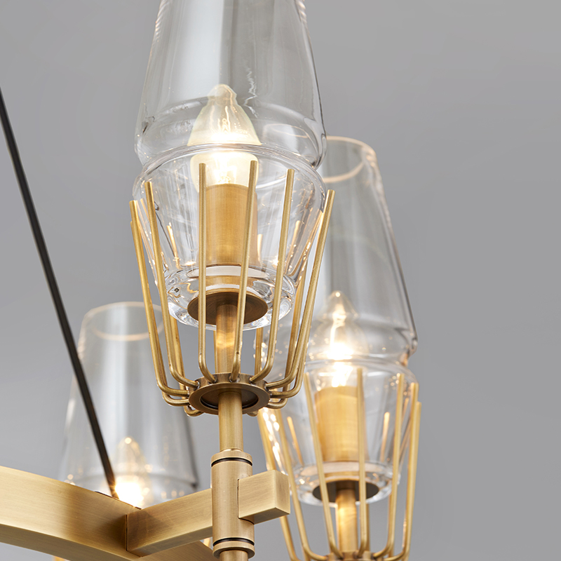 Nordic Simple Personality Glass Round Round Hotel Candelabru Km2144