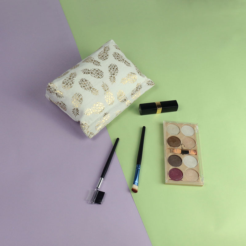 Twill 100% populară fibră de ananas Geantă cosmetică populară