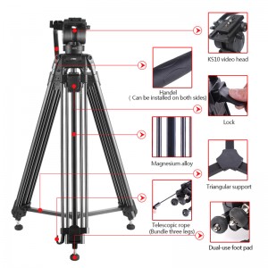 Diat A193C KS10 Suport profesional pentru trepied pentru camere video din aluminiu