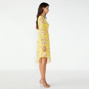 Rochie casual de culoare galbenă de vară rochii fantezie casual 2019