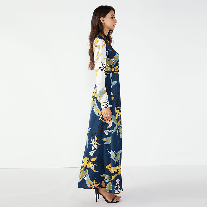 Rochii drepte stiluri florale Maxi rochie cu mânecă lungă
