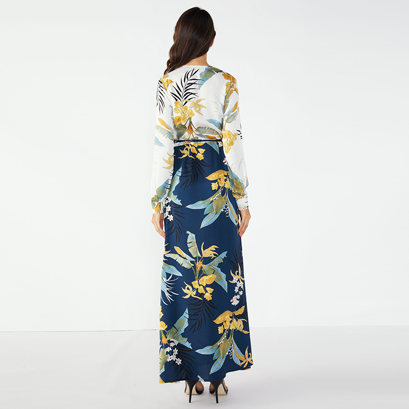 Rochii drepte stiluri florale Maxi rochie cu mânecă lungă