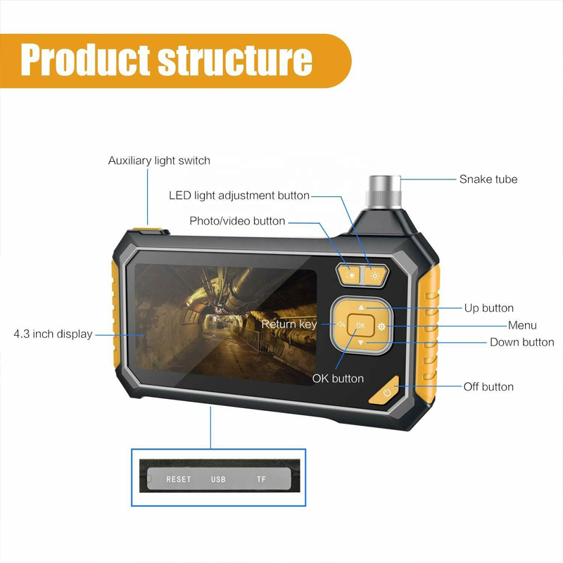 Endoscop industrial portabil cu ecran LCD