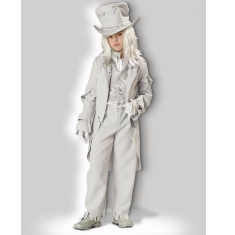 Costum de Halloween Ghostly Gent 7023 pentru copii, rochie de lux Cosplay Roman alb ca zăpada