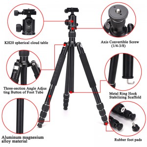 Diat AM294A KH20 Portabil din aluminiu portabil Cameră video trepied Călătorie flexibilă Călătorie digitală