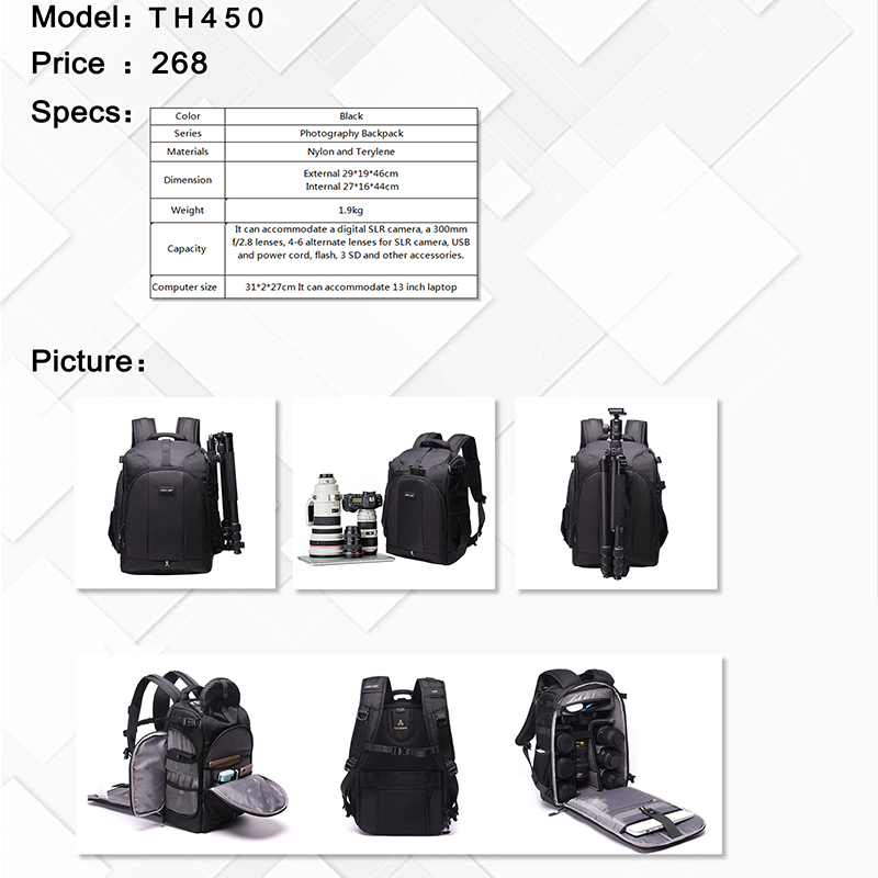 DIAT TH450 NOU modern nylon impermeabil negru fotografie fotografie rucsac capac ploaie rucsac trepied