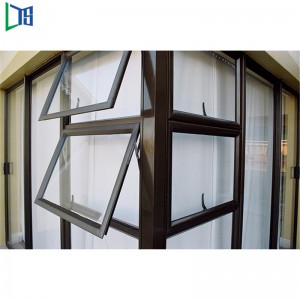 Lanț de profil acoperit cu pulbere de aluminiu Fereastră de copertină din sticlă transparentă cu sticlă comercială din aluminiu glazurat