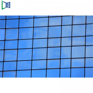 Perete cortină din aluminiu cu rama semia vizibilă cu geam termopan pentru grad comercial