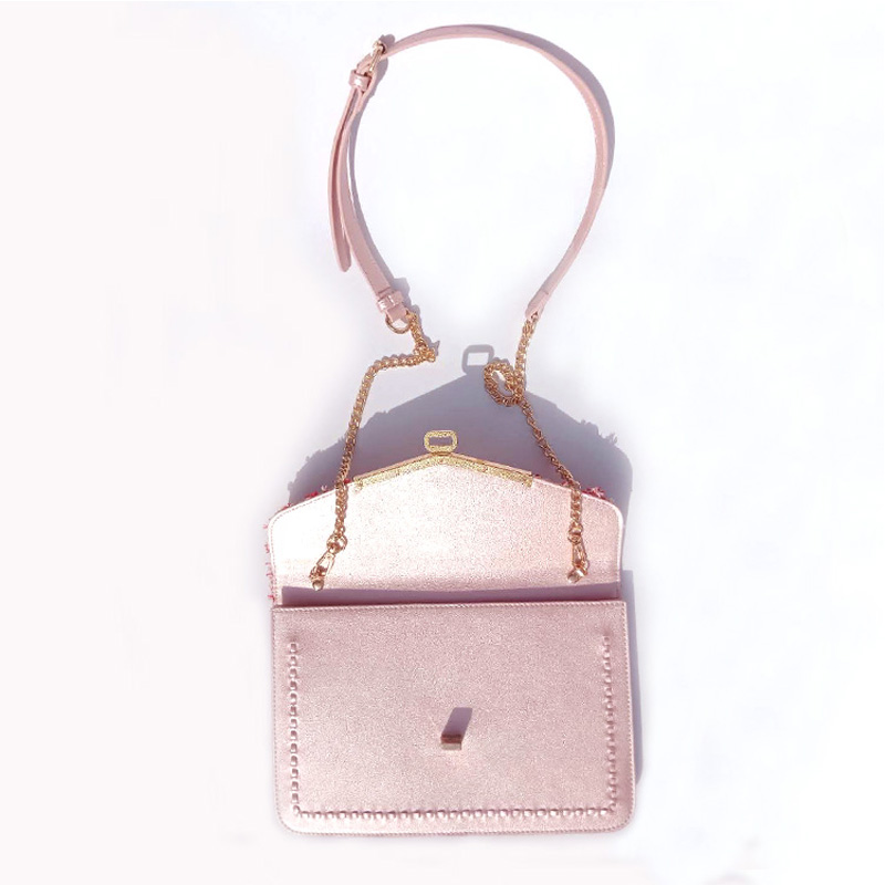 HD0823 - Rochie de paie roz și sac din piele de moda pentru femei din piele PU