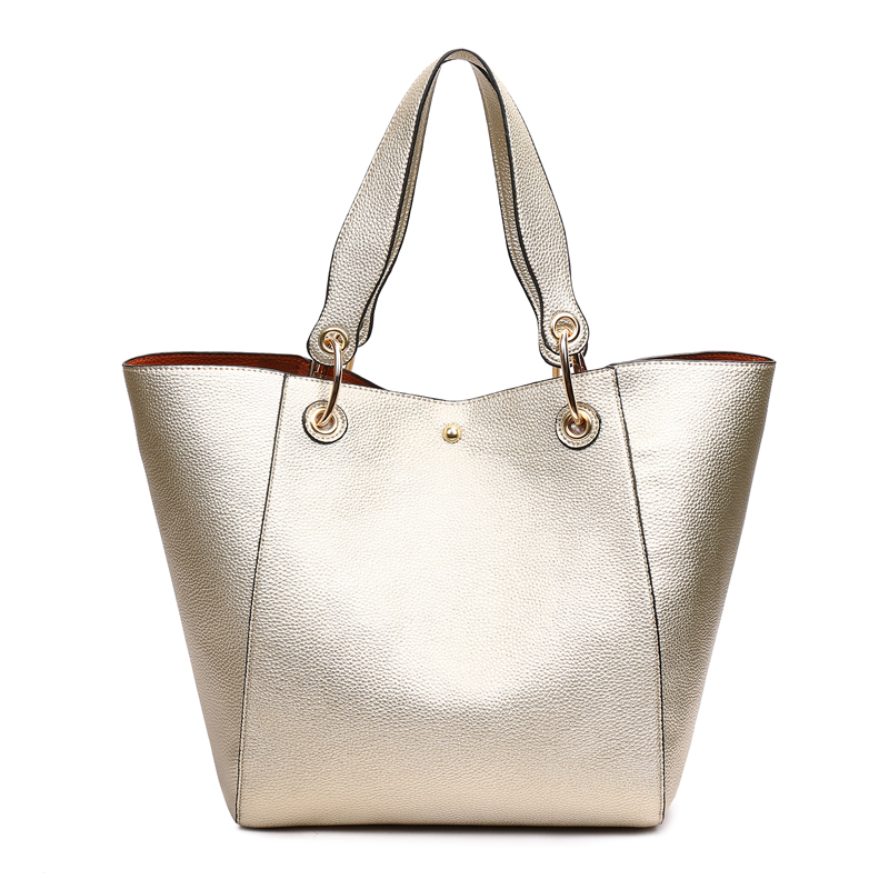 HD0827 - Tote din piele PU cu două părți, personalizate, cu luciu metalic