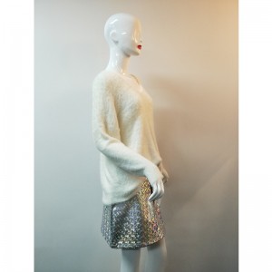 WHITE V-GET PULOVER RLWS0025F