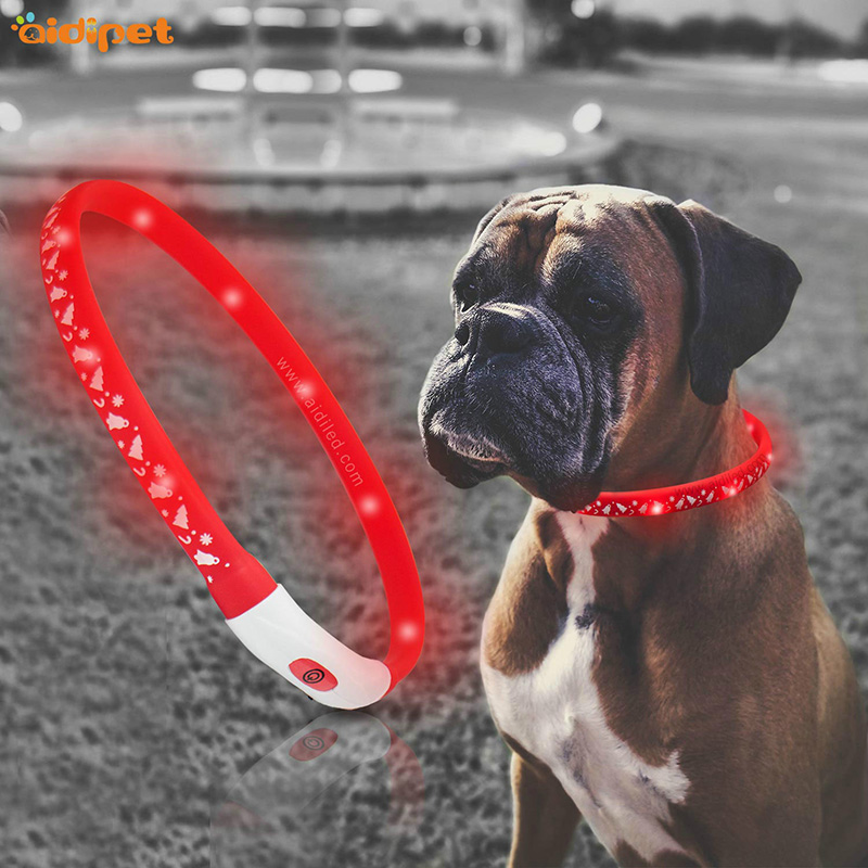 Moda a condus animalele de companie pentru a încărca câine încărcarea silicon iluminat reflectorizant led câine urmărire guler colier impermeabil