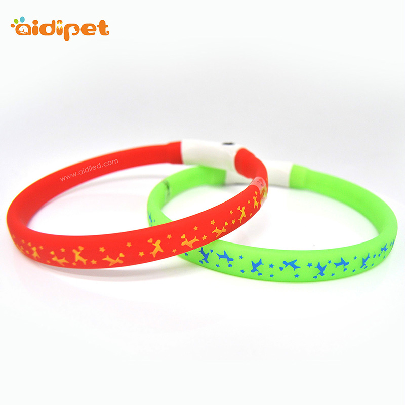 Promoțional colorat Usb reîncărcător intermitent intermitent silicon led guler de control de la distanță guler pentru animale de companie impermeabil și leashes