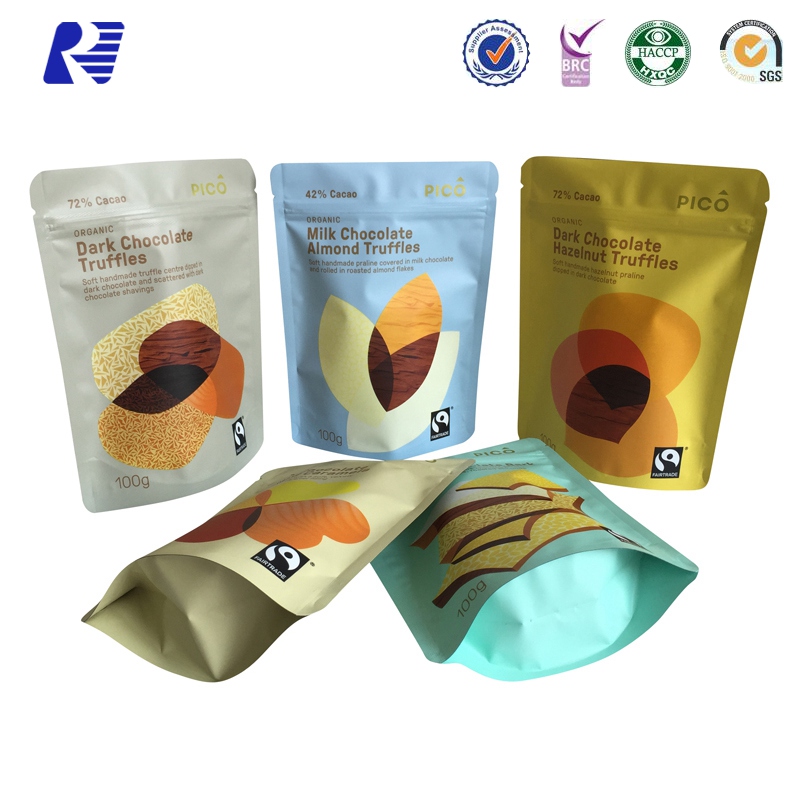100g 250g 500g 1000g Pungă din aluminiu din folie de aluminiu cu buzunar cu fermoar pentru ciocolată sau alte ambalaje alimentare