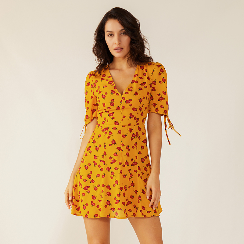 Fata profesionala Oem Femeile vara casual Swing Floral imprimare rochie