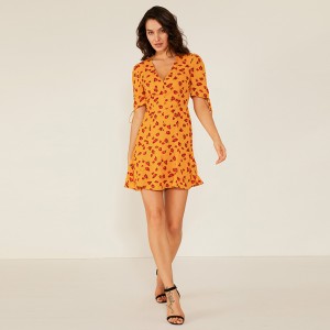 Fata profesionala Oem Femeile vara casual Swing Floral imprimare rochie