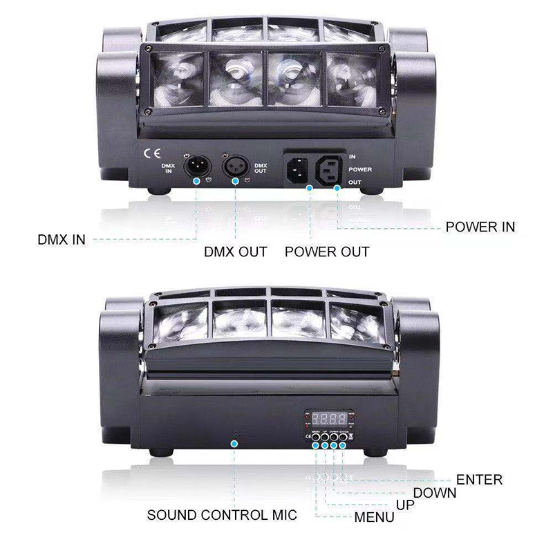 profesionale de fabricație 8 * 10w 8 ochi păianjen luminile condus dj lumini