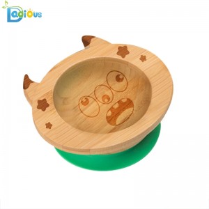Proiectare nouă Bamboo Bamboo Vesela pentru copii Bamboo Baby Plate Non-toxice Bambus aspirație Baby Plate
