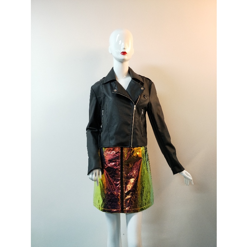 JACKET BLACK PU BIKER RLWPJ0010N