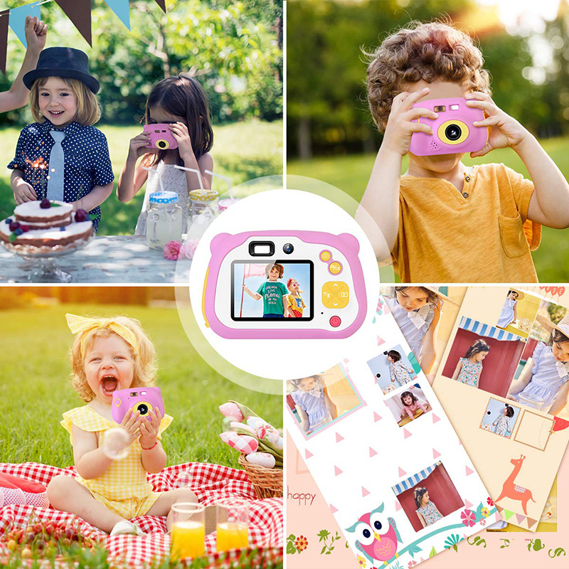 Kids Camera 8.0MP reîncărcabilă Digital Camera frontală și spate Selfie Camera video pentru copii, cadou pentru băieți și fete de 4-10 ani