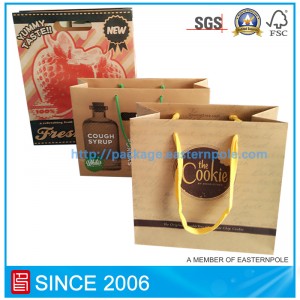 Material pungă de hârtie reciclată cu mâner tăiat