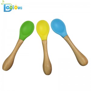 Eco-prietenos naturale bebelusul organic linguriță alimentară grad de silicon lingurițe linguri de căldură rezistent lingura lingura de bambus