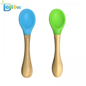 Eco-prietenos naturale bebelusul organic linguriță alimentară grad de silicon lingurițe linguri de căldură rezistent lingura lingura de bambus