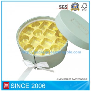 Caseta de ciocolată rotundă rigidă de lux, cu straturi duble