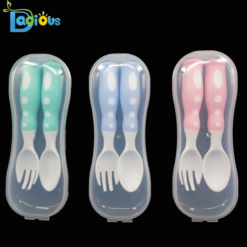 Design personalizat pentru alimente Grad PP Linguri pentru copii Baby Fork BPA Lingură de pregătire gratuită și furculiță pentru copil