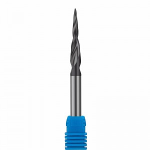 Carbură de tungsten sculptată CNC HRC55 cu găuri de router acoperite cu tia cu 4,82 grade rază a bilei conice conice = 0,5 mm X 1/4