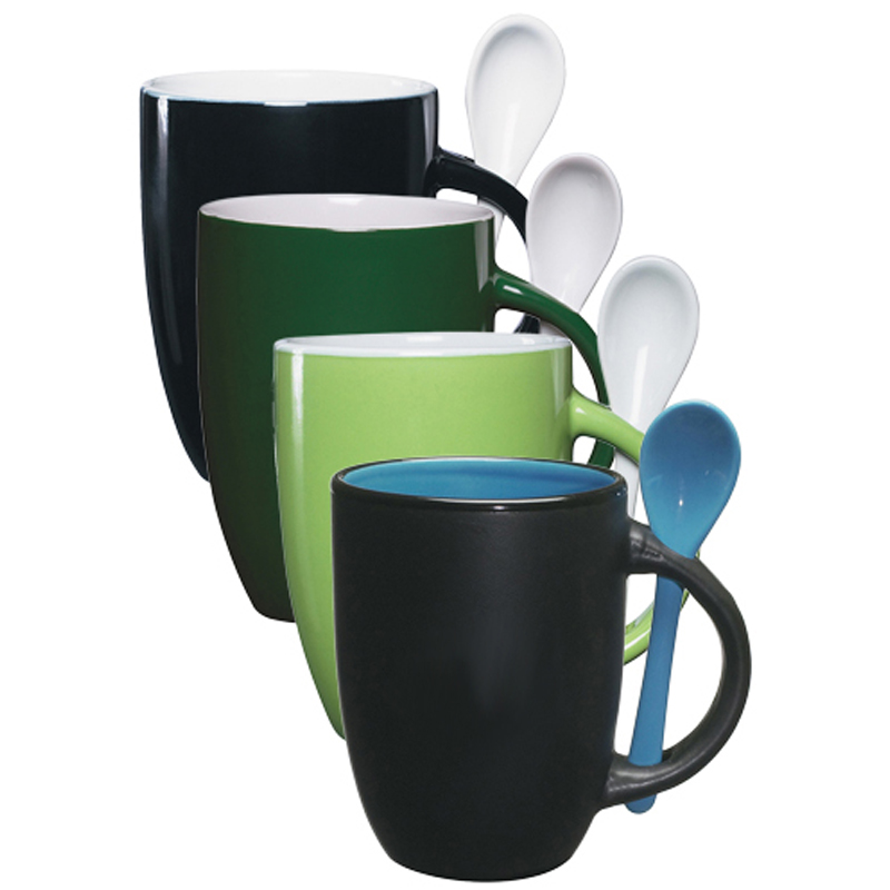 imagine personalizat colorat Cana ceramică cu lingură în mâner pentru vânzare
