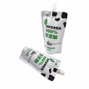 Customized printing stand up buza reusable pentru scurgere pentru lichide, cum ar fi lapte