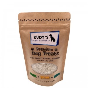 Laminarea cu fermoar kraft hârtie ridică pungi cu fereastră pentru tratamente câine