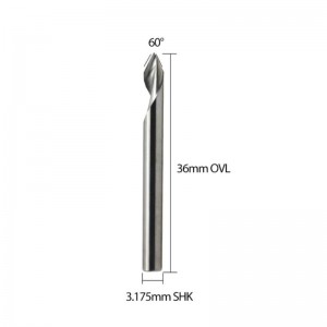 Instrument de gravare spirală de 60 de grade V cu canelură de fund plat cu bucăți de router CNC de 1/8 inci pentru aluminiu MDF cupru din lemn dur 5PCS